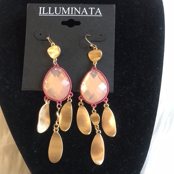 ILLUMINATA  EARRINGS  STEIN MART PINK & GOLD COLOR - Picture 2 of 5